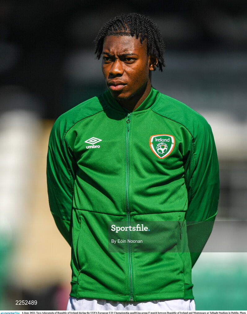 6 June 2022; Tayo Adaramola of Republic of Ireland during the UEFA European U21 Championship qualifying group F match between Republic of Ireland and Montenegro at Tallaght Stadium in Dublin. Photo by Eóin Noonan/Sportsfile