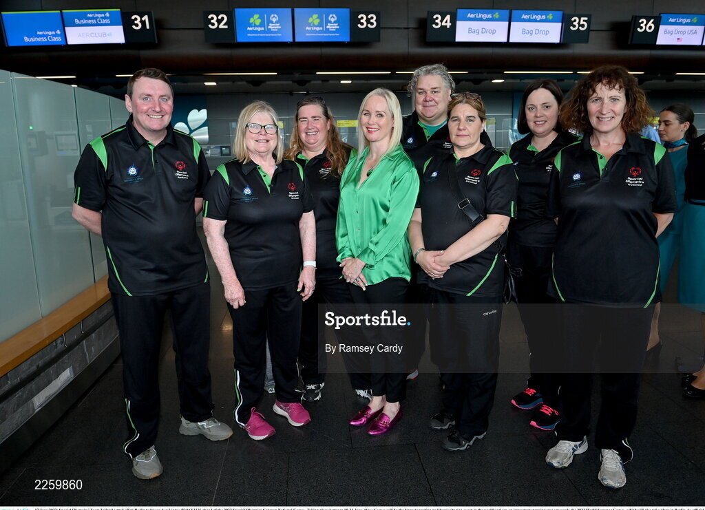 17 June 2022; Special Olympics’ Team Ireland jetted off to Berlin today on Aer Lingus flight EI336 ahead of the 2022 Special Olympics German National Games. Taking place between 19-24 June, these Games will be the largest sporting and humanitarian event in the world and are an important stepping stone towards the 2023 World Summer Games, which will also take place in Berlin. As official airline of Special Olympics Ireland, Aer Lingus ground staff and flight crew were on hand to lend their support and wish Team Ireland well as they embarked on their journey to Berlin. Photo by Ramsey Cardy/Sportsfile