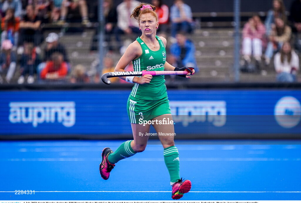 6 July 2022; Sarah Mcauley of Ireland during the FIH Women's Hockey World Cup Pool A match between Ireland and Germany at Wagener Stadium in Amstelveen, Netherlands. Photo by Jeroen Meuwsen/Sportsfile