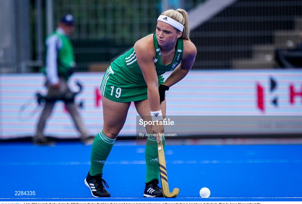 6 July 2022; Caoimhe Perdue of Ireland during the FIH Women's Hockey World Cup Pool A match between Ireland and Germany at Wagener Stadium in Amstelveen, Netherlands. Photo by Jeroen Meuwsen/Sportsfile