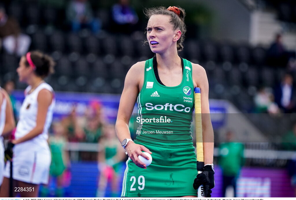 6 July 2022; Ellen Curran of Ireland during the FIH Women's Hockey World Cup Pool A match between Ireland and Germany at Wagener Stadium in Amstelveen, Netherlands. Photo by Jeroen Meuwsen/Sportsfile