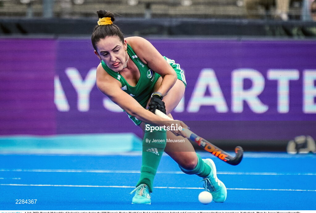 6 July 2022; Hannah Mcloughlin of Ireland in action during the FIH Women's Hockey World Cup Pool A match between Ireland and Germany at Wagener Stadium in Amstelveen, Netherlands. Photo by Jeroen Meuwsen/Sportsfile