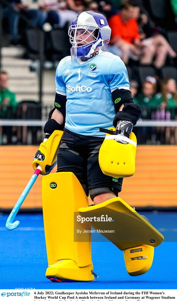 6 July 2022; Goalkeeper Ayeisha Mcferran of Ireland during the FIH Women's Hockey World Cup Pool A match between Ireland and Germany at Wagener Stadium in Amstelveen, Netherlands. Photo by Jeroen Meuwsen/Sportsfile