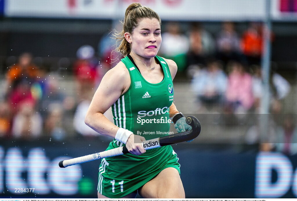 6 July 2022; Sarah Torrans of Ireland during the FIH Women's Hockey World Cup Pool A match between Ireland and Germany at Wagener Stadium in Amstelveen, Netherlands. Photo by Jeroen Meuwsen/Sportsfile