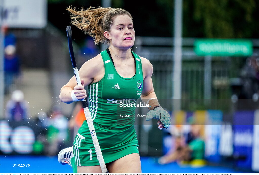 6 July 2022; Sarah Torrans of Ireland during the FIH Women's Hockey World Cup Pool A match between Ireland and Germany at Wagener Stadium in Amstelveen, Netherlands. Photo by Jeroen Meuwsen/Sportsfile