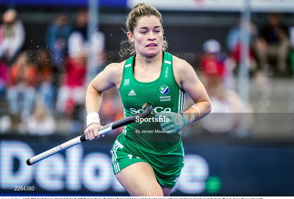 6 July 2022; Sarah Torrans of Ireland during the FIH Women's Hockey World Cup Pool A match between Ireland and Germany at Wagener Stadium in Amstelveen, Netherlands. Photo by Jeroen Meuwsen/Sportsfile