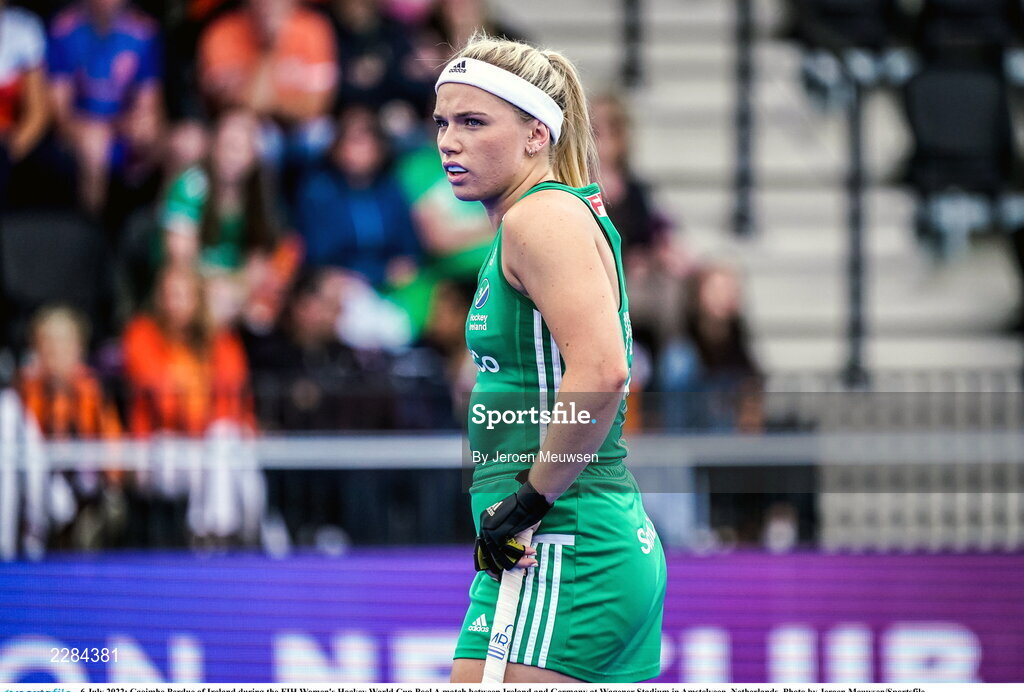 6 July 2022; Caoimhe Perdue of Ireland during the FIH Women's Hockey World Cup Pool A match between Ireland and Germany at Wagener Stadium in Amstelveen, Netherlands. Photo by Jeroen Meuwsen/Sportsfile