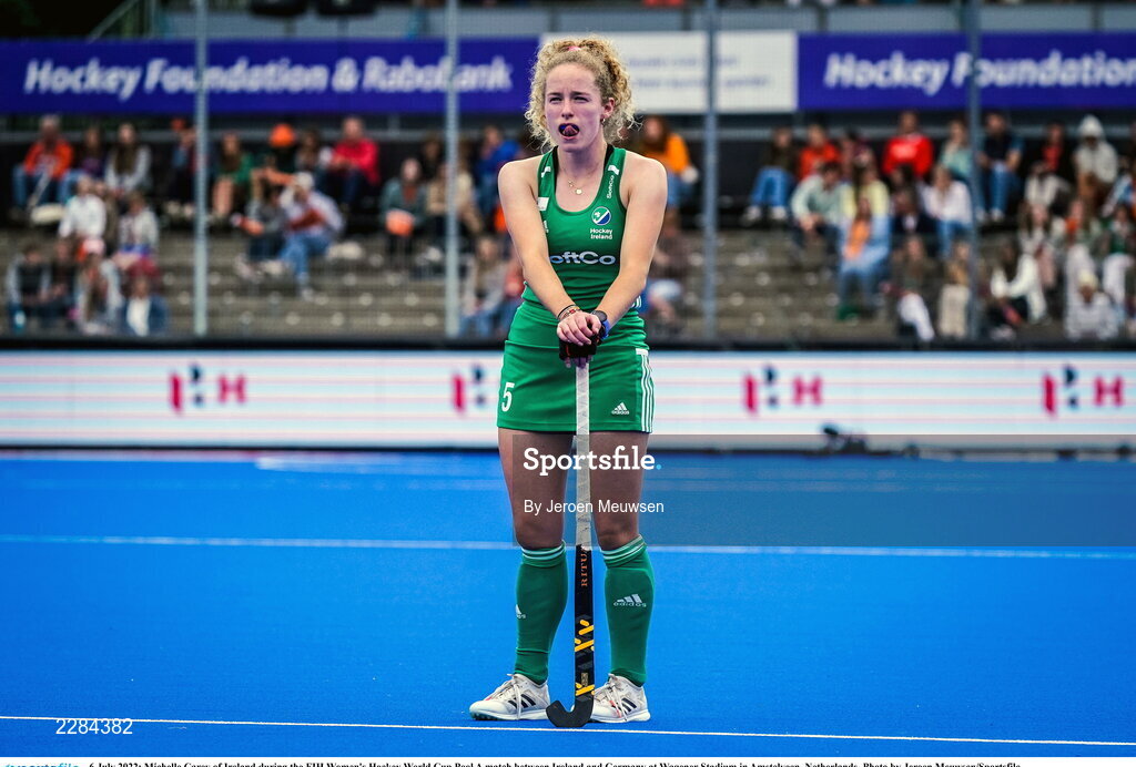 6 July 2022; Michelle Carey of Ireland during the FIH Women's Hockey World Cup Pool A match between Ireland and Germany at Wagener Stadium in Amstelveen, Netherlands. Photo by Jeroen Meuwsen/Sportsfile