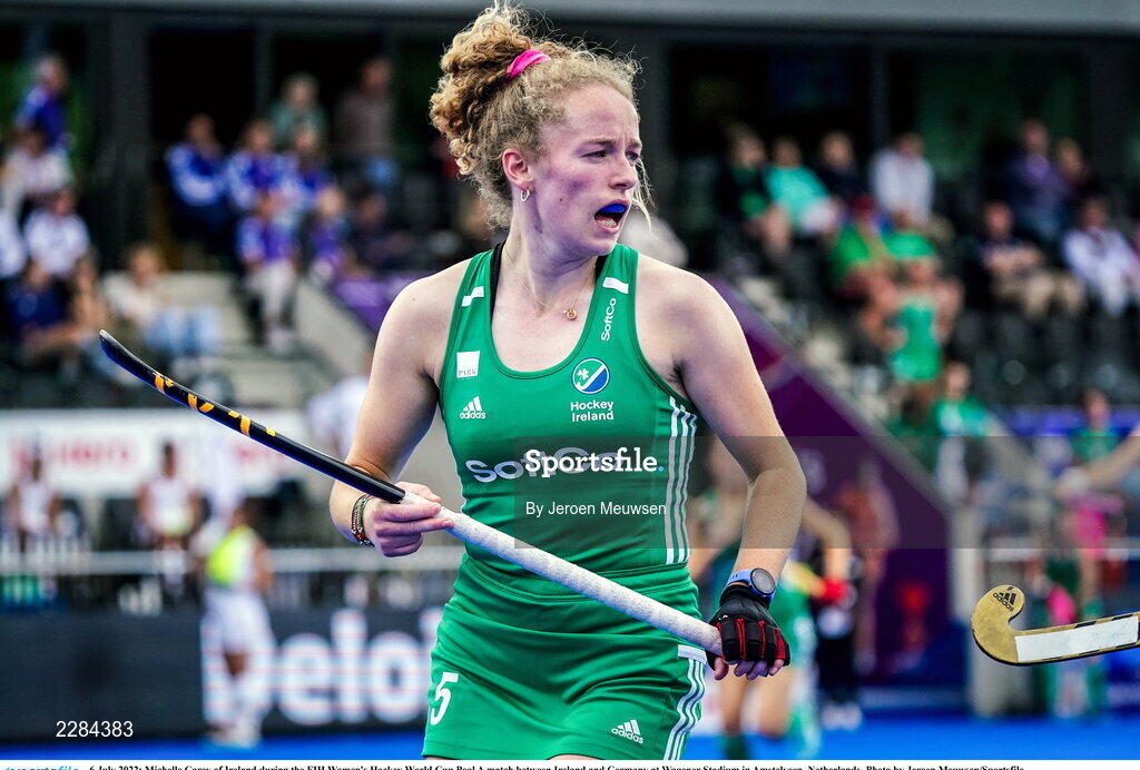 6 July 2022; Michelle Carey of Ireland during the FIH Women's Hockey World Cup Pool A match between Ireland and Germany at Wagener Stadium in Amstelveen, Netherlands. Photo by Jeroen Meuwsen/Sportsfile