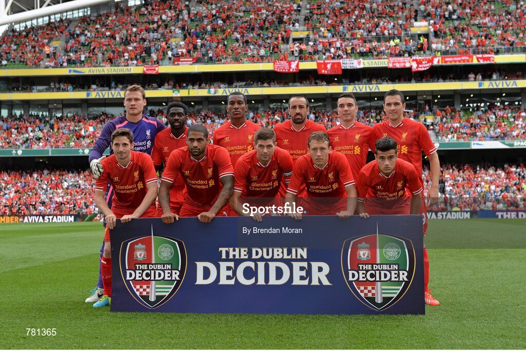 10 August 2013; The Liverpool XI team. Dublin Decider, Liverpool XI v Glasgow Celtic XI, Aviva Stadium, Lansdowne Road, Dublin. Picture credit: Brendan Moran / SPORTSFILE