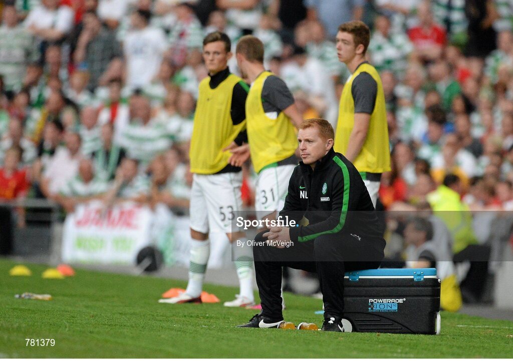 10 August 2013; Glasgow Celtic XI manager Neil Lennon during the game. Dublin Decider, Liverpool XI v Glasgow Celtic XI, Aviva Stadium, Lansdowne Road, Dublin. Picture credit: Oliver McVeigh / SPORTSFILE