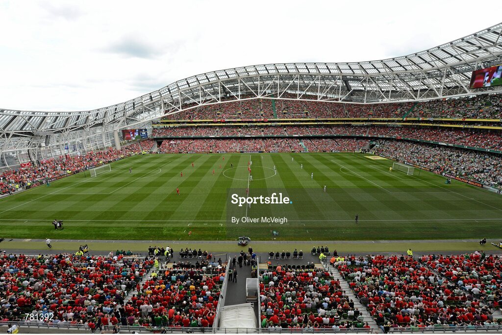 10 August 2013; A general view of the Aviva Stadium at the start of the game. Dublin Decider, Liverpool XI v Glasgow Celtic XI, Aviva Stadium, Lansdowne Road, Dublin. Picture credit: Oliver McVeigh / SPORTSFILE