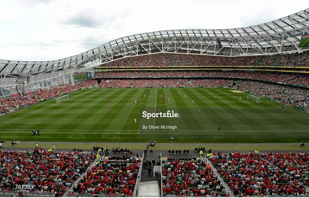 10 August 2013; A general view of the Aviva Stadium during the game. Dublin Decider, Liverpool XI v Glasgow Celtic XI, Aviva Stadium, Lansdowne Road, Dublin. Picture credit: Oliver McVeigh / SPORTSFILE