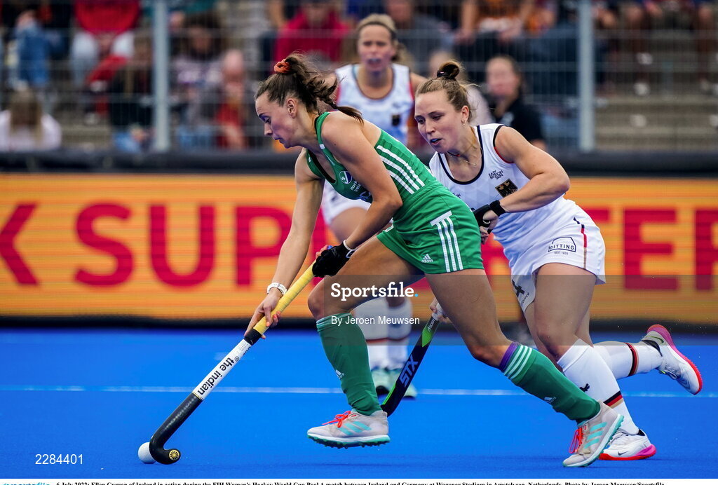 6 July 2022; Ellen Curran of Ireland in action during the FIH Women's Hockey World Cup Pool A match between Ireland and Germany at Wagener Stadium in Amstelveen, Netherlands. Photo by Jeroen Meuwsen/Sportsfile