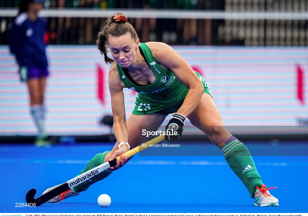 6 July 2022; Ellen Curran of Ireland in action during the FIH Women's Hockey World Cup Pool A match between Ireland and Germany at Wagener Stadium in Amstelveen, Netherlands. Photo by Jeroen Meuwsen/Sportsfile