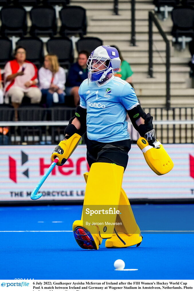 6 July 2022; Goalkeeper Ayeisha Mcferran of Ireland after the FIH Women's Hockey World Cup Pool A match between Ireland and Germany at Wagener Stadium in Amstelveen, Netherlands. Photo by Jeroen Meuwsen/Sportsfile