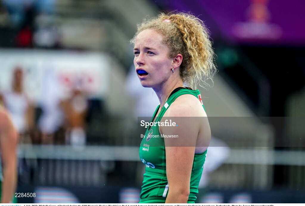 6 July 2022; Michelle Carey of Ireland during the FIH Women's Hockey World Cup Pool A match between Ireland and Germany at Wagener Stadium in Amstelveen, Netherlands. Photo by Jeroen Meuwsen/Sportsfile