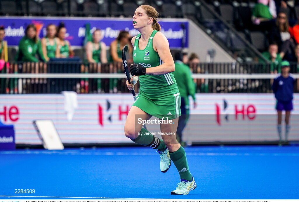6 July 2022; Kathryn Mullan of Ireland during the FIH Women's Hockey World Cup Pool A match between Ireland and Germany at Wagener Stadium in Amstelveen, Netherlands. Photo by Jeroen Meuwsen/Sportsfile