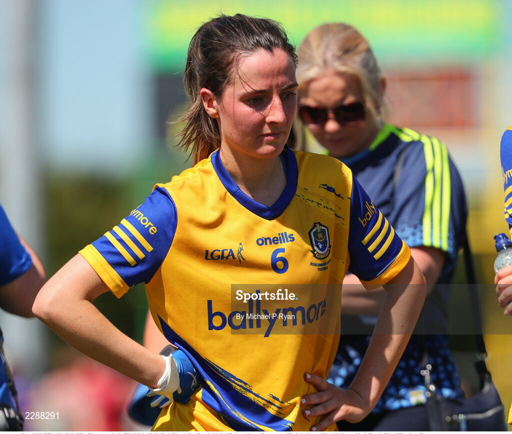 10 July 2022; Aisling McCauliffee of Roscommon after the TG4 All-Ireland Ladies Football Intermediate Championship Semi-Final match between Roscommon and Wexford at Crettyard GAA club, Crettyard, Laois. Photo by Michael P Ryan/Sportsfile