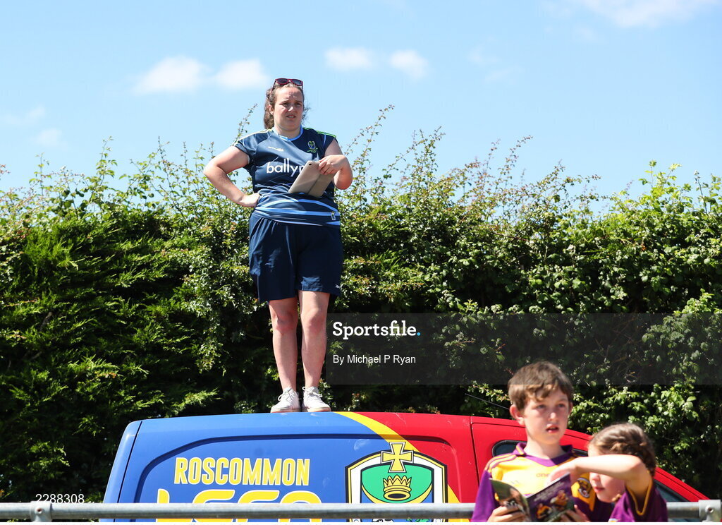 10 July 2022; Vicki McEmery data analyst with Roscommon during the TG4 All-Ireland Ladies Football Intermediate Championship Semi-Final match between Roscommon and Wexford at Crettyard GAA club, Crettyard, Laois. Photo by Michael P Ryan/Sportsfile