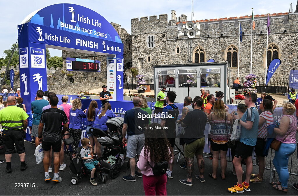 17 July 2022; A general view of the finish line in the Irish Life Dublin Race Series Fingal 10K in Swords, Dublin. Photo by Harry Murphy/Sportsfile