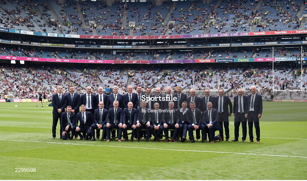 24 July 2022; The 1997 Kerry All-Ireland winning team as the Jubilee teams are introduced to the crowd before the GAA All-Ireland Senior Football Championship Final match between Kerry and Galway at Croke Park in Dublin. Photo by Daire Brennan/Sportsfile