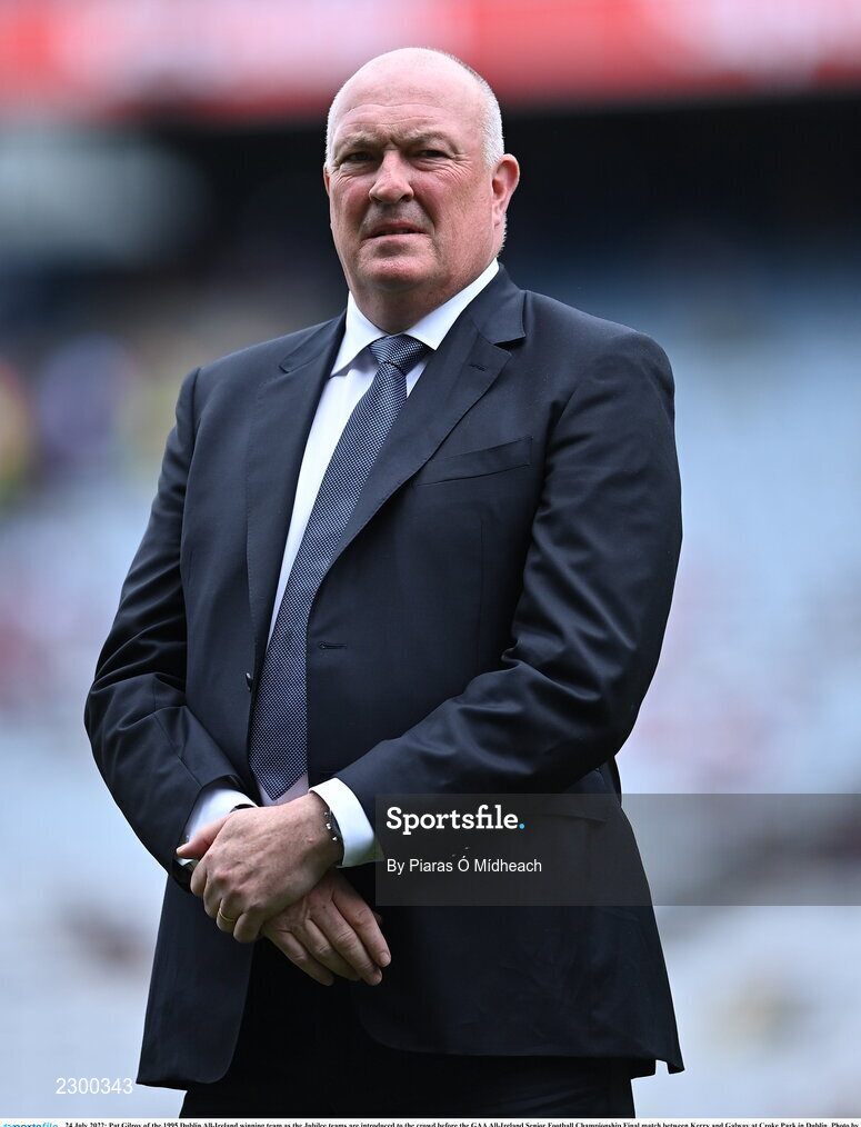 24 July 2022; Pat Gilroy of the 1995 Dublin All-Ireland winning team as the Jubilee teams are introduced to the crowd before the GAA All-Ireland Senior Football Championship Final match between Kerry and Galway at Croke Park in Dublin. Photo by Piaras Ó Mídheach/Sportsfile