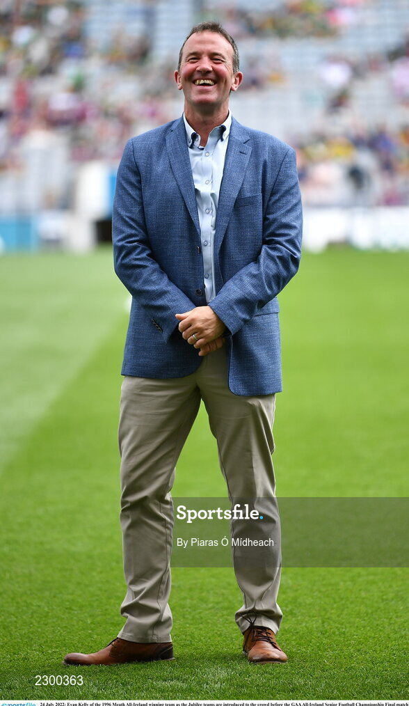 24 July 2022; Evan Kelly of the 1996 Meath All-Ireland winning team as the Jubilee teams are introduced to the crowd before the GAA All-Ireland Senior Football Championship Final match between Kerry and Galway at Croke Park in Dublin. Photo by Piaras Ó Mídheach/Sportsfile