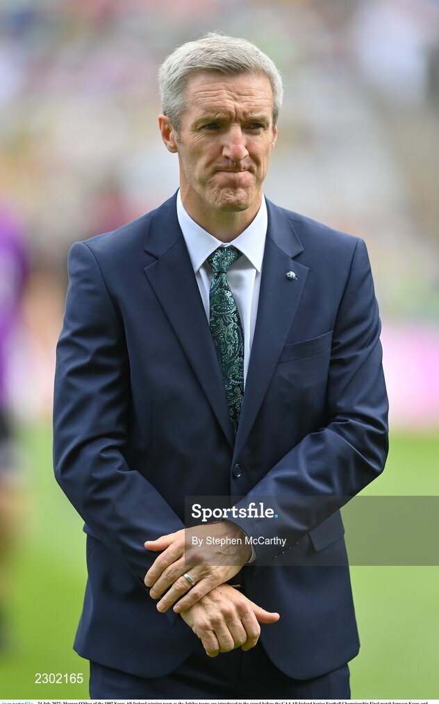 24 July 2022; Morgan O'Shea of the 1997 Kerry All-Ireland winning team as the Jubilee teams are introduced to the crowd before the GAA All-Ireland Senior Football Championship Final match between Kerry and Galway at Croke Park in Dublin. Photo by Stephen McCarthy/Sportsfile