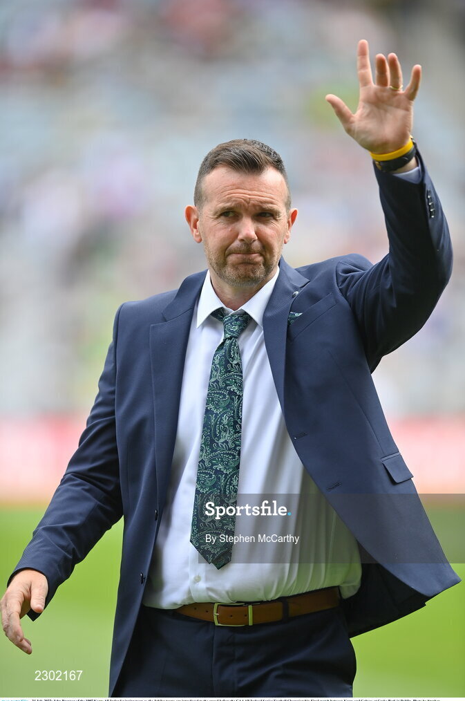 24 July 2022; John Brennan of the 1997 Kerry All-Ireland winning team as the Jubilee teams are introduced to the crowd before the GAA All-Ireland Senior Football Championship Final match between Kerry and Galway at Croke Park in Dublin. Photo by Stephen McCarthy/Sportsfile
