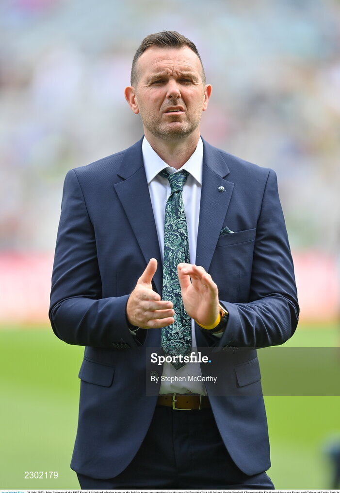 24 July 2022; John Brennan of the 1997 Kerry All-Ireland winning team as the Jubilee teams are introduced to the crowd before the GAA All-Ireland Senior Football Championship Final match between Kerry and Galway at Croke Park in Dublin. Photo by Stephen McCarthy/Sportsfile