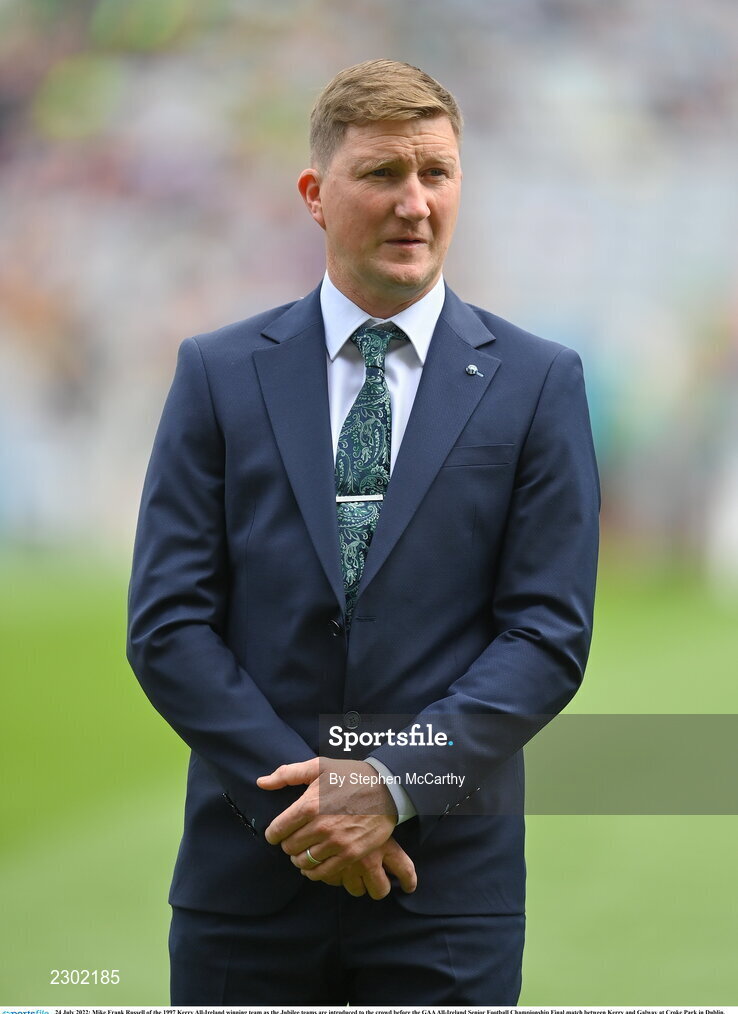 24 July 2022; Mike Frank Russell of the 1997 Kerry All-Ireland winning team as the Jubilee teams are introduced to the crowd before the GAA All-Ireland Senior Football Championship Final match between Kerry and Galway at Croke Park in Dublin. Photo by Stephen McCarthy/Sportsfile