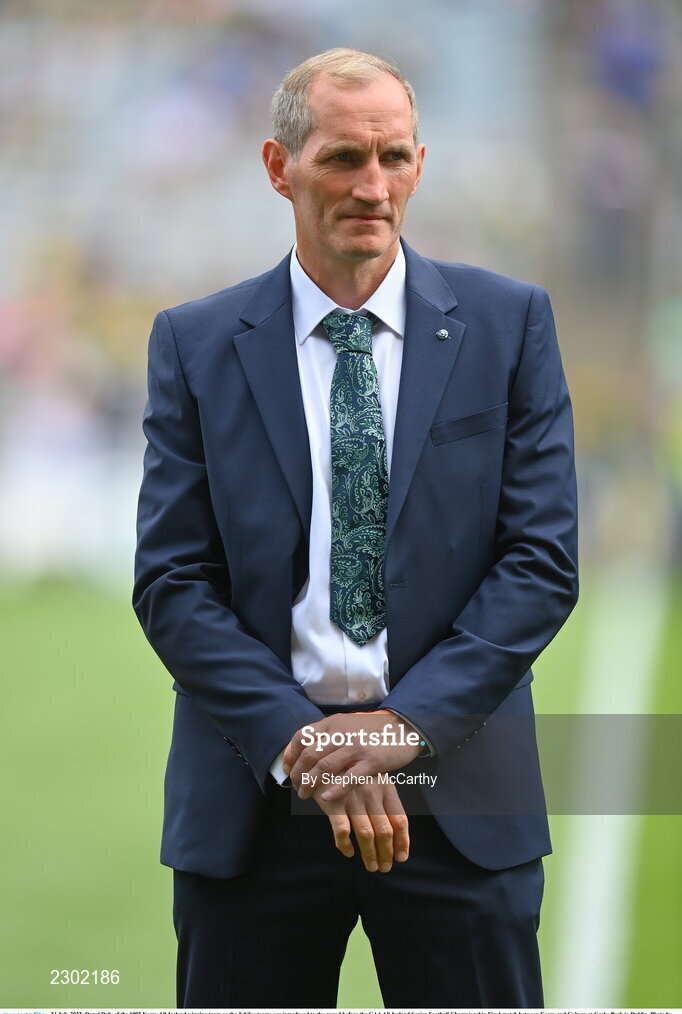 24 July 2022; Donal Daly of the 1997 Kerry All-Ireland winning team as the Jubilee teams are introduced to the crowd before the GAA All-Ireland Senior Football Championship Final match between Kerry and Galway at Croke Park in Dublin. Photo by Stephen McCarthy/Sportsfile
