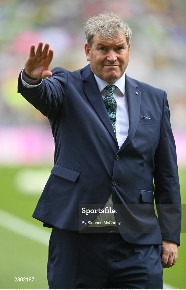 24 July 2022; Sean Burke of the 1997 Kerry All-Ireland winning team as the Jubilee teams are introduced to the crowd before the GAA All-Ireland Senior Football Championship Final match between Kerry and Galway at Croke Park in Dublin. Photo by Stephen McCarthy/Sportsfile