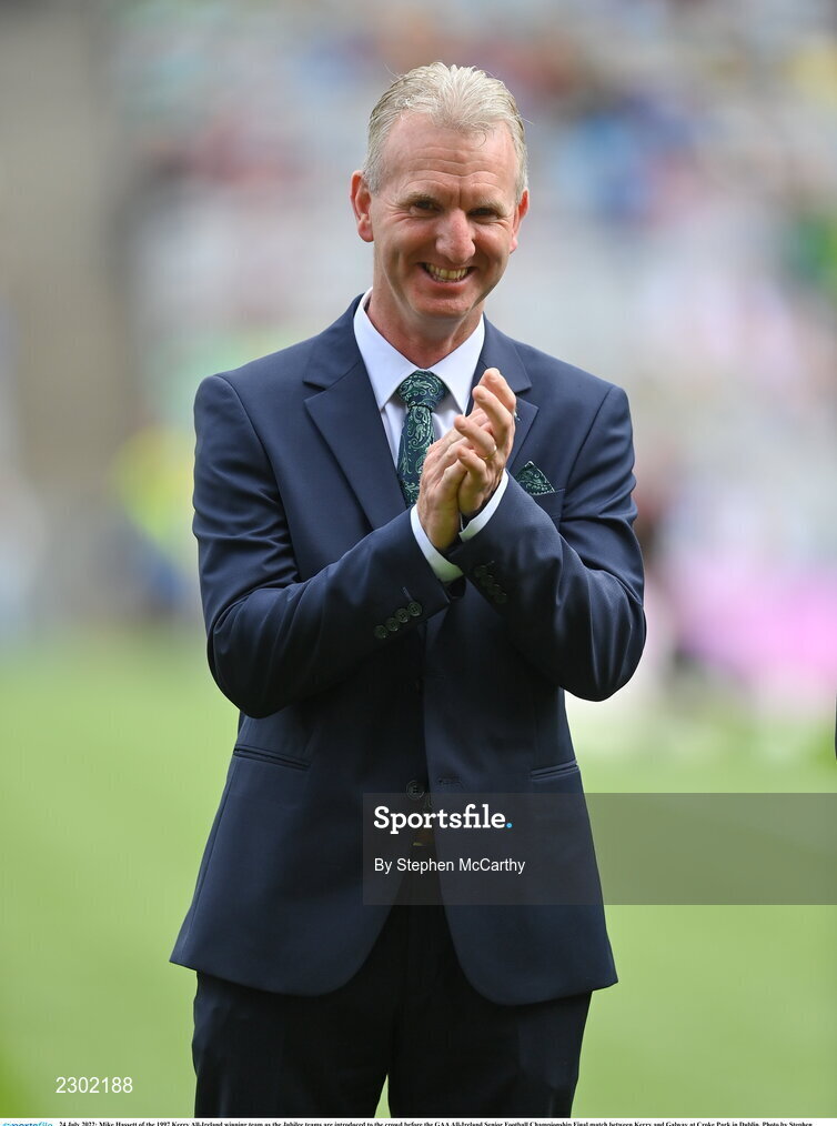 24 July 2022; Mike Hassett of the 1997 Kerry All-Ireland winning team as the Jubilee teams are introduced to the crowd before the GAA All-Ireland Senior Football Championship Final match between Kerry and Galway at Croke Park in Dublin. Photo by Stephen McCarthy/Sportsfile