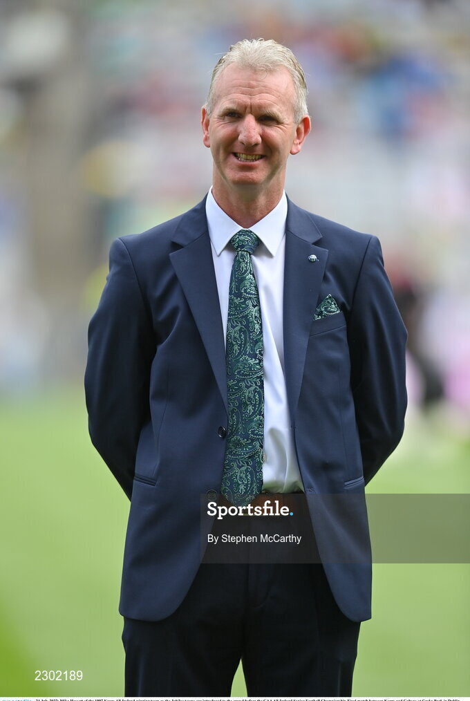24 July 2022; Mike Hassett of the 1997 Kerry All-Ireland winning team as the Jubilee teams are introduced to the crowd before the GAA All-Ireland Senior Football Championship Final match between Kerry and Galway at Croke Park in Dublin. Photo by Stephen McCarthy/Sportsfile