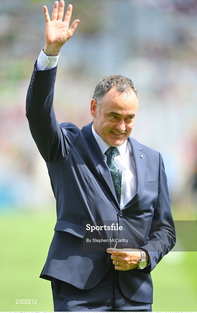 24 July 2022; Pa Laide of the 1997 Kerry All-Ireland winning team as the Jubilee teams are introduced to the crowd before the GAA All-Ireland Senior Football Championship Final match between Kerry and Galway at Croke Park in Dublin. Photo by Stephen McCarthy/Sportsfile