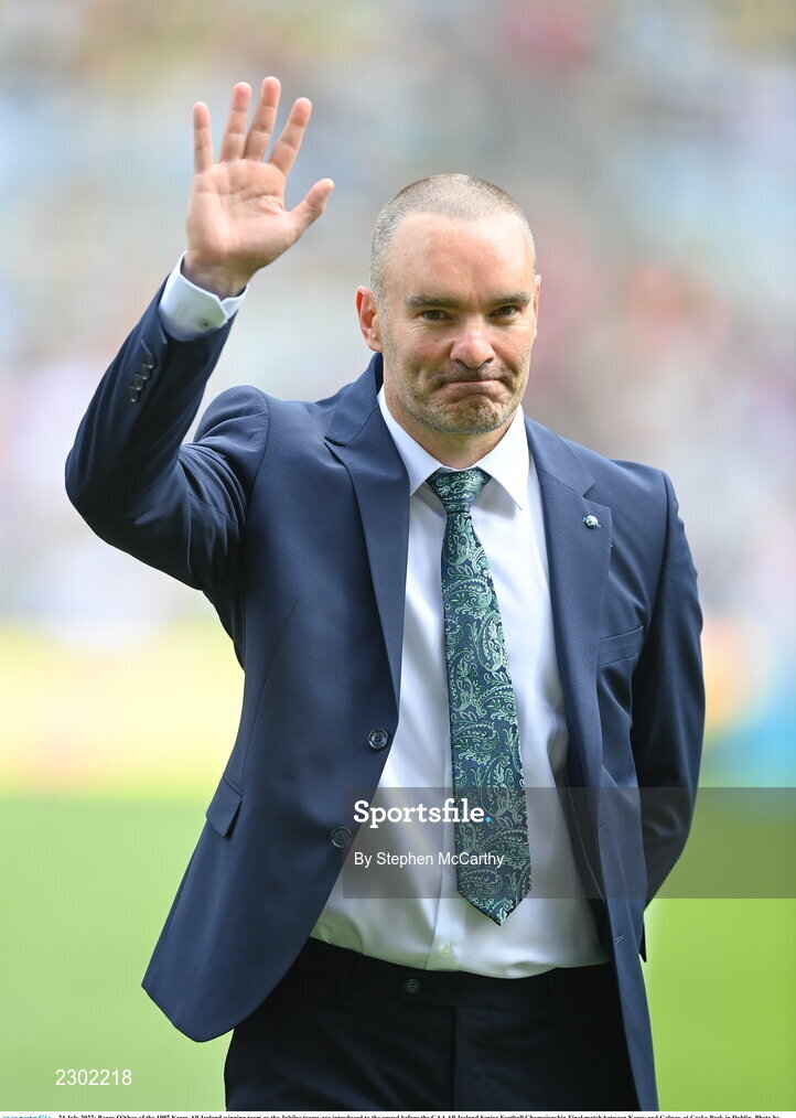 24 July 2022; Barry O'Shea of the 1997 Kerry All-Ireland winning team as the Jubilee teams are introduced to the crowd before the GAA All-Ireland Senior Football Championship Final match between Kerry and Galway at Croke Park in Dublin. Photo by Stephen McCarthy/Sportsfile