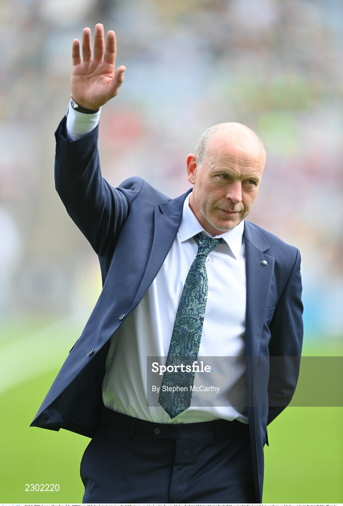 24 July 2022; Seamus Moynihan of the 1997 Kerry All-Ireland winning team as the Jubilee teams are introduced to the crowd before the GAA All-Ireland Senior Football Championship Final match between Kerry and Galway at Croke Park in Dublin. Photo by Stephen McCarthy/Sportsfile