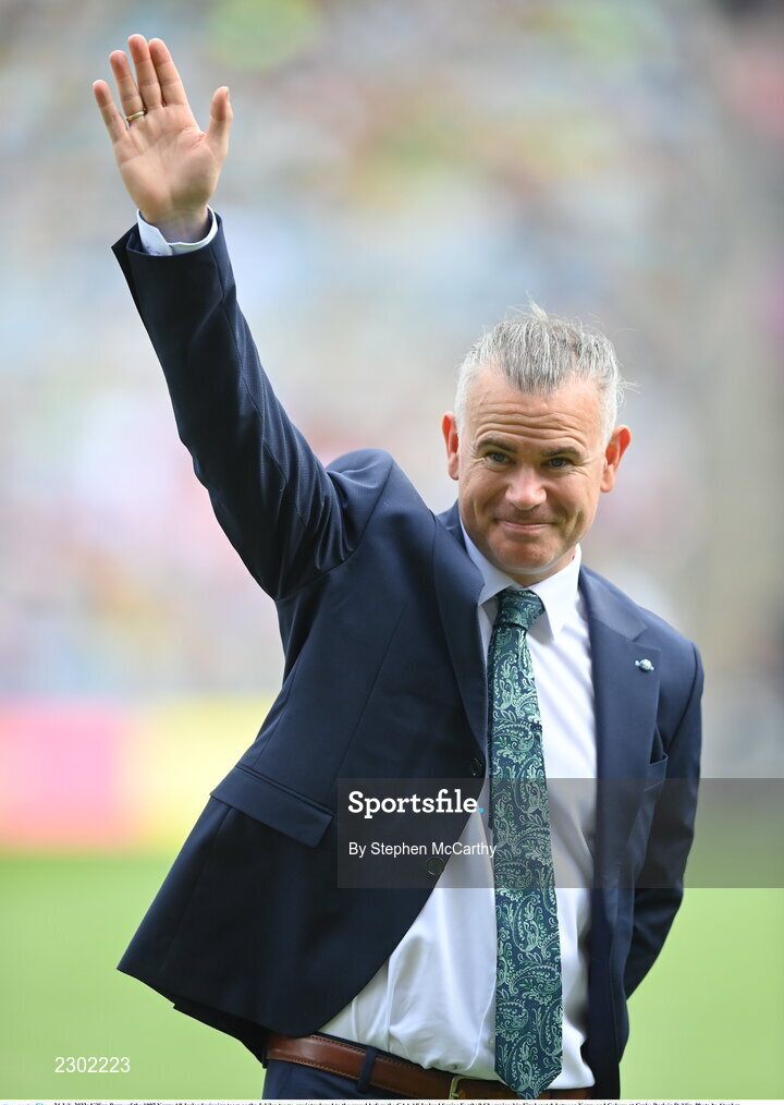 24 July 2022; Killian Burns of the 1997 Kerry All-Ireland winning team as the Jubilee teams are introduced to the crowd before the GAA All-Ireland Senior Football Championship Final match between Kerry and Galway at Croke Park in Dublin. Photo by Stephen McCarthy/Sportsfile