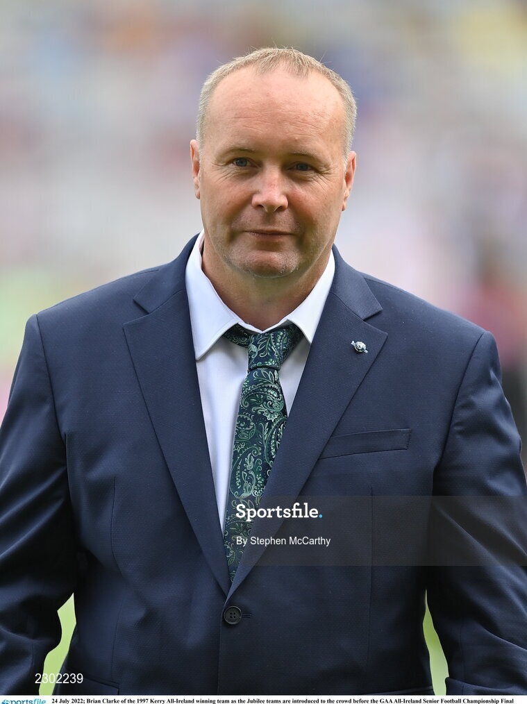 24 July 2022; Brian Clarke of the 1997 Kerry All-Ireland winning team as the Jubilee teams are introduced to the crowd before the GAA All-Ireland Senior Football Championship Final match between Kerry and Galway at Croke Park in Dublin. Photo by Stephen McCarthy/Sportsfile