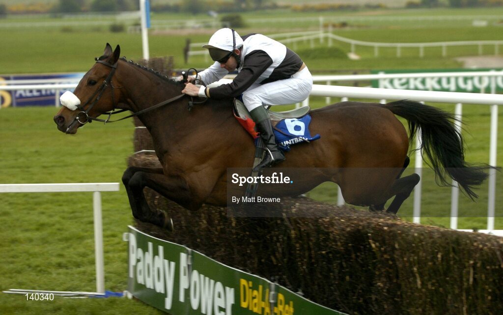30 April 2004; Junior Fontaine, with Conor O'Dwyer up, jumps the last on their way to winning the Mountbrook Homes Handicap Steeplechase, Punchestown Racecourse, Co. Kildare. Picture credit; Matt Browne / SPORTSFILE