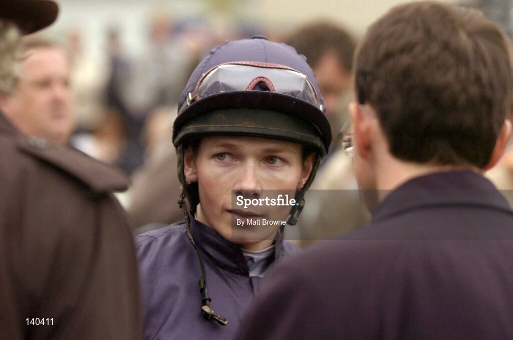 9 May 2004; Jamie Spencer pictured with Aidan O'Brien, right, and John Magnier after winning the Derrinstown Stud Derby Trial Stakes. Leopardstown Racecourse, Dublin. Picture credit; Matt Browne / SPORTSFILE