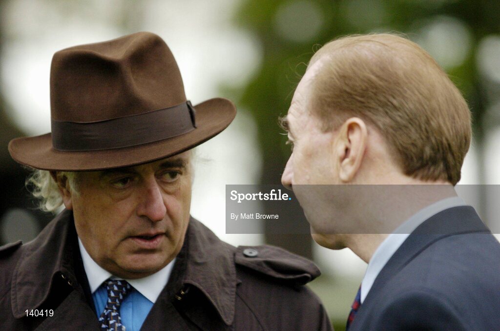 9 May 2004; John Magnier, left, and Dermot Weld pictured after the Derrinstown Stud Derby Trial Stakes. Leopardstown Racecourse, Dublin. Picture credit; Matt Browne / SPORTSFILE