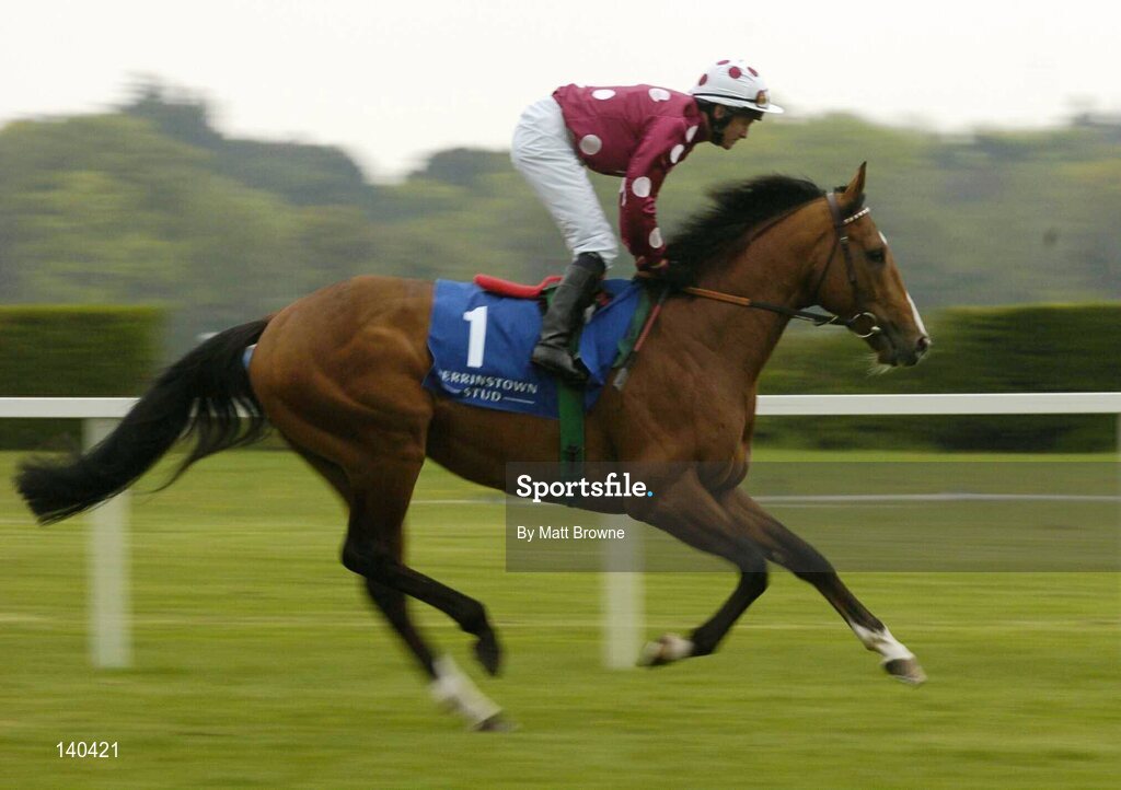 9 May 2004; Barati, with Mick Kinane up, canters to the start for the Derrinstown Stud Derby Trial Stakes. Leopardstown Racecourse, Dublin. Picture credit; Matt Browne / SPORTSFILE
