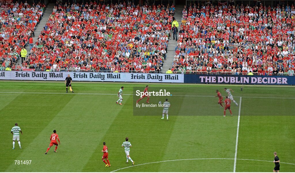10 August 2013; A general view of the Aviva Stadium during the game between Liverpool XI and Glasgow Celtic XI. Dublin Decider, Liverpool XI v Glasgow Celtic XI, Aviva Stadium, Lansdowne Road, Dublin. Picture credit: Brendan Moran / SPORTSFILE