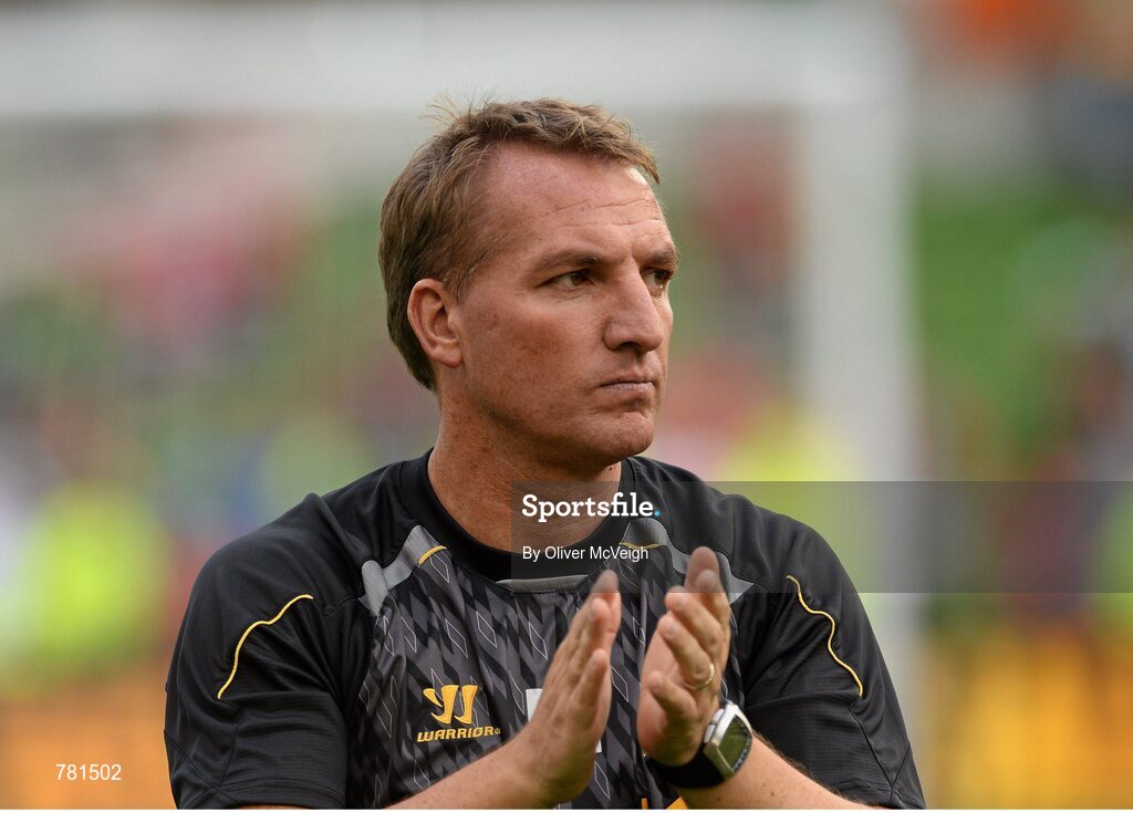 10 August 2013; Liverpool XI manager Brendan Rodgers during the game. Dublin Decider, Liverpool XI v Glasgow Celtic XI, Aviva Stadium, Lansdowne Road, Dublin. Picture credit: Oliver McVeigh / SPORTSFILE