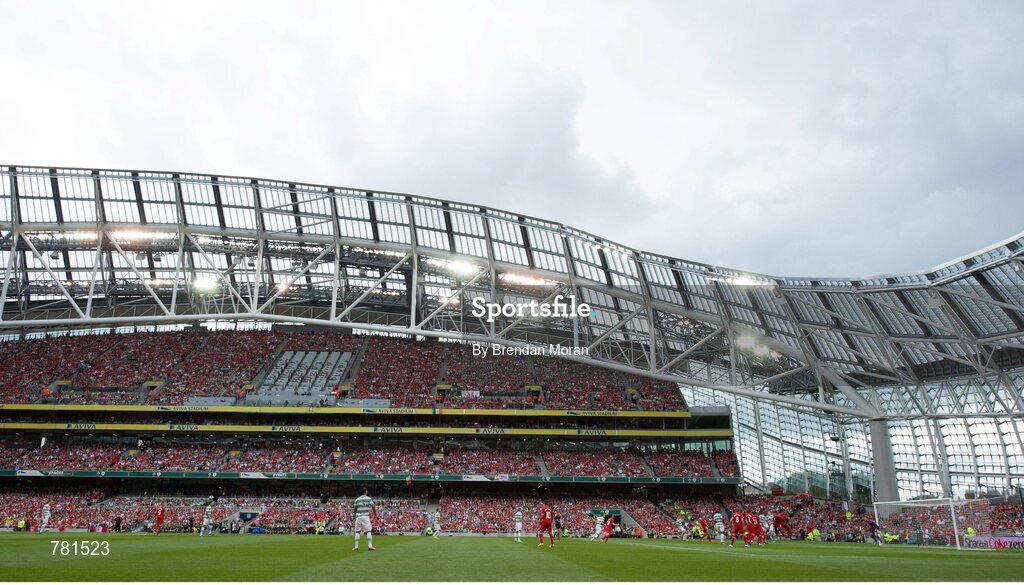 10 August 2013; A general view of the Aviva Stadium during the game between Liverpool XI and Glasgow Celtic XI. Dublin Decider, Liverpool XI v Glasgow Celtic XI, Aviva Stadium, Lansdowne Road, Dublin. Picture credit: Brendan Moran / SPORTSFILE