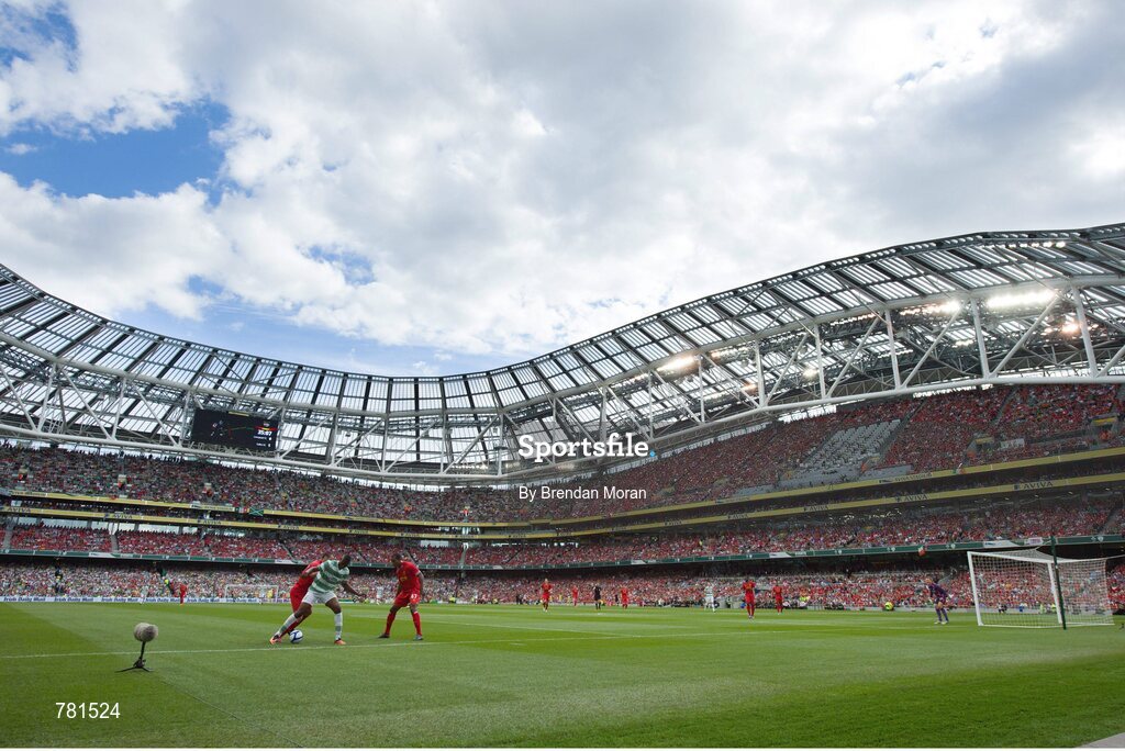 10 August 2013; A general view of the Aviva Stadium during the game between Liverpool XI and Glasgow Celtic XI. Dublin Decider, Liverpool XI v Glasgow Celtic XI, Aviva Stadium, Lansdowne Road, Dublin. Picture credit: Brendan Moran / SPORTSFILE
