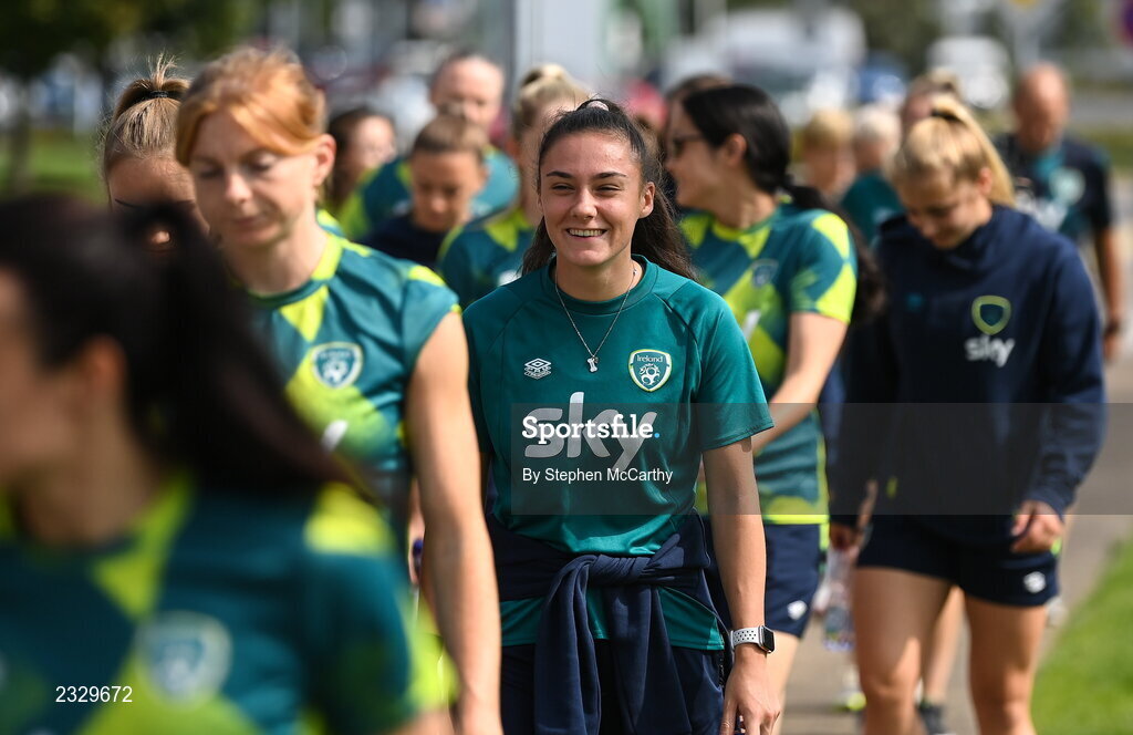 6 September 2022; Jess Ziu during a team walk near their hotel before the FIFA Women's World Cup 2023 Qualifier match between Slovakia and Republic of Ireland at National Training Centre in Senec, Slovakia. Photo by Stephen McCarthy/Sportsfile